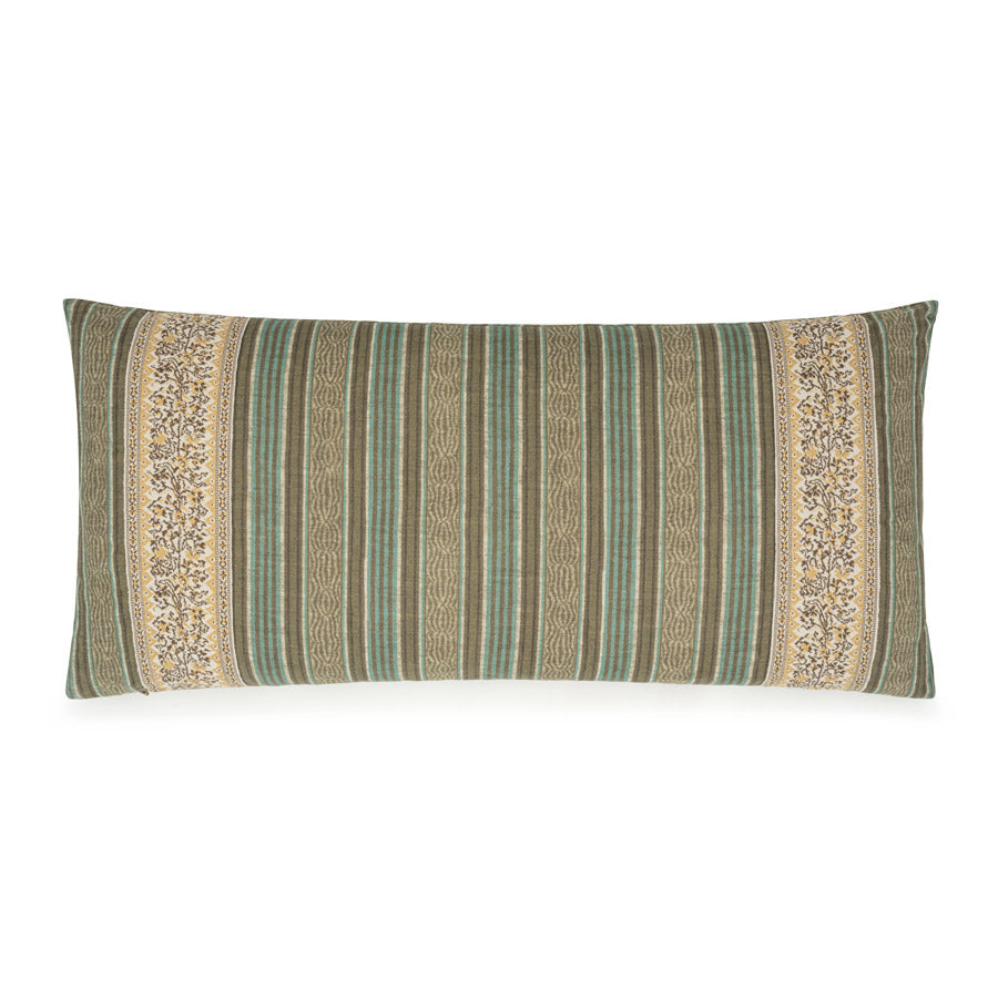 Jaujac Stripe Ochre Blue Braided Cushion