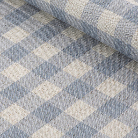 Linen Check Wallcovering / Old Blue
