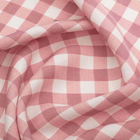 Vintage Check Linen / Raspberry