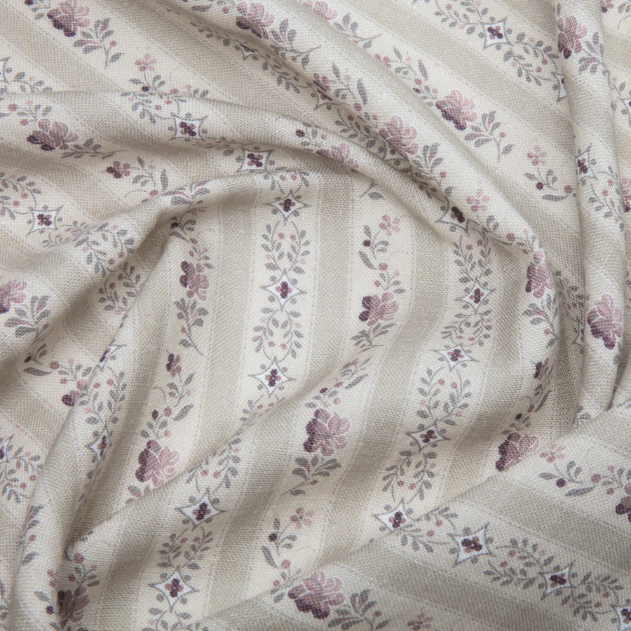 Beauclerc Stripe Narrow Linen / Damson Samples Beauclerc Stripe Narrow Linen / Damson Samples