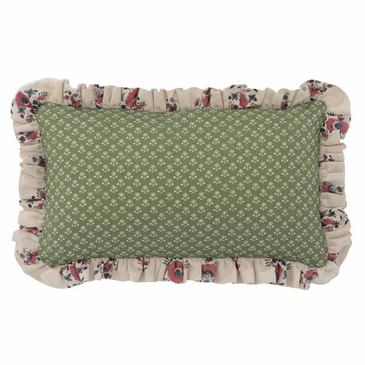 Daisy Linen Frilled Cushion / Fern