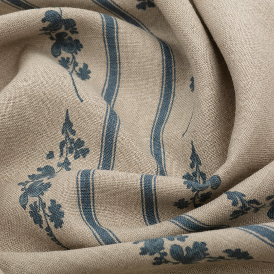 Trifolium Marchprint Linen / Midnight on Natural Samples
