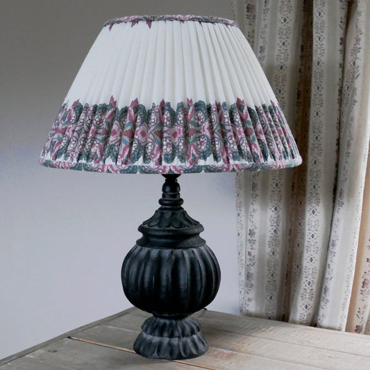 Gathered Linen Empire Lampshade / Balazuc Morocco Stripe Ivory