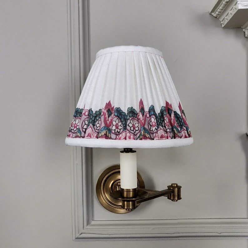 Gathered Linen Candle Shade / Balazuc Marchprint Ivory