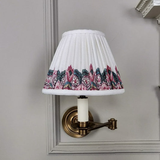 Gathered Linen Candle Shade / Balazuc Marchprint Ivory