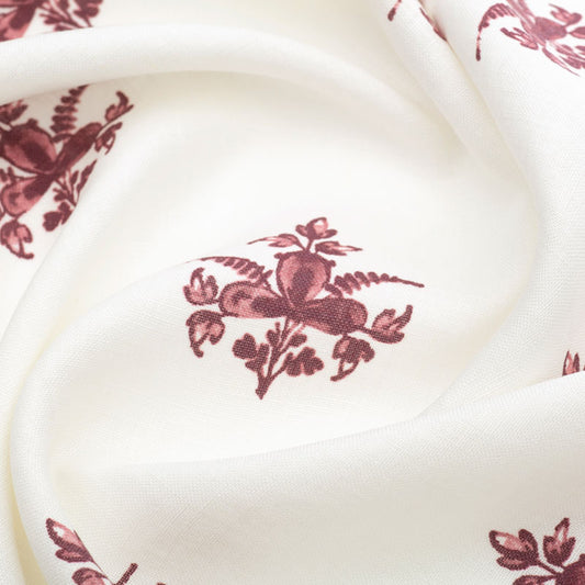 Trifolium Clover Linen / Raspberry on Ivory