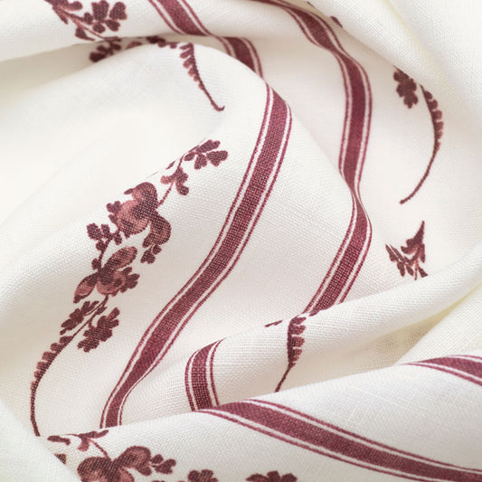 Trifolium Marchprint Linen / Raspberry on Ivory