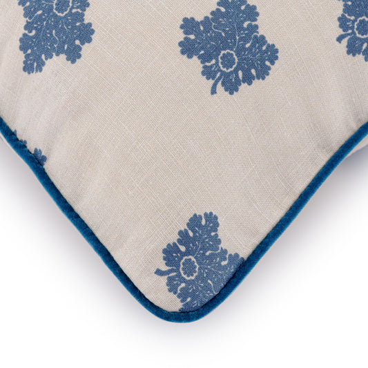D'Arbres Indigo Linen Velvet Piped Cushion | 50 x 50cm