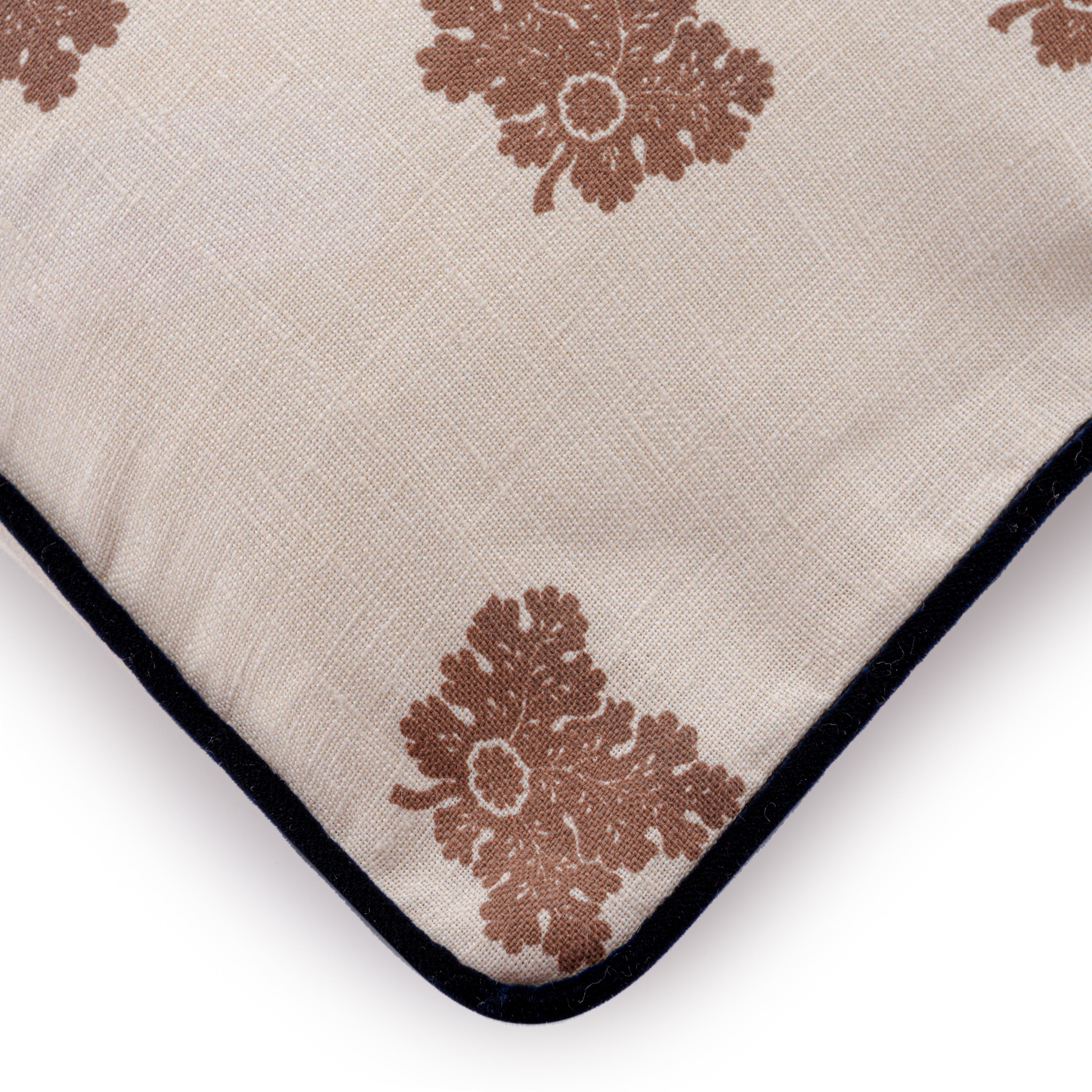 D'Arbres Walnut Linen Velvet Piped Cushion | 50 x 50cm D'Arbres Walnut Linen Velvet Piped Cushion | 50 x 50cm