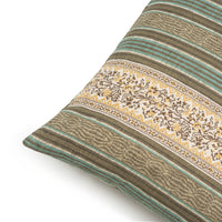 Jaujac Stripe Ochre Blue Braided Cushion