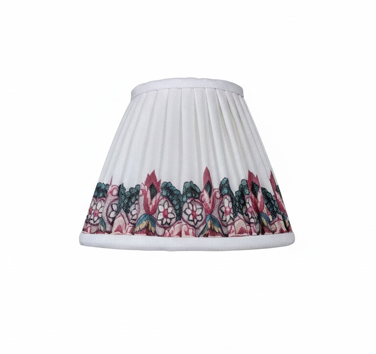 Gathered Linen Candle Shade / Balazuc Marchprint Ivory