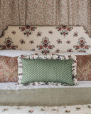 Daisy Linen Frilled Cushion / Fern