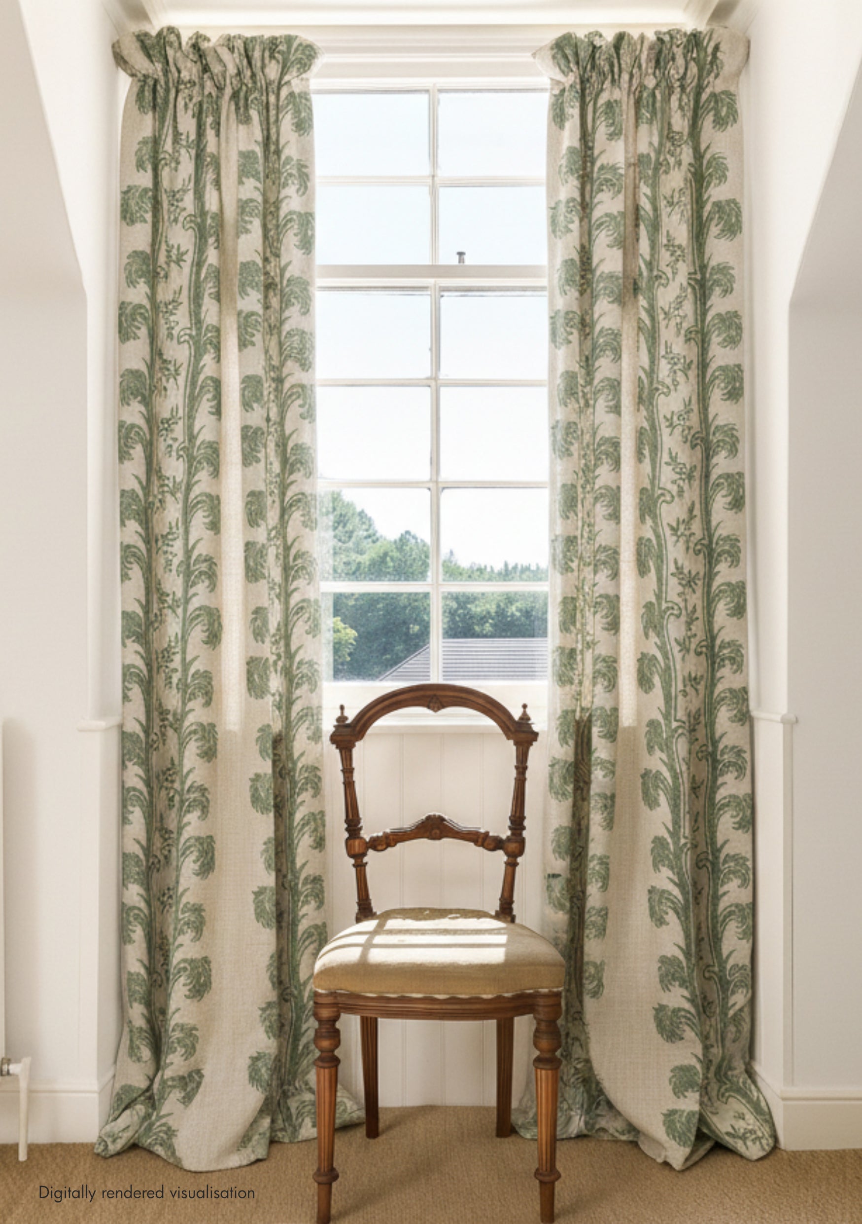 Plume Stripe Linen / Forest Green