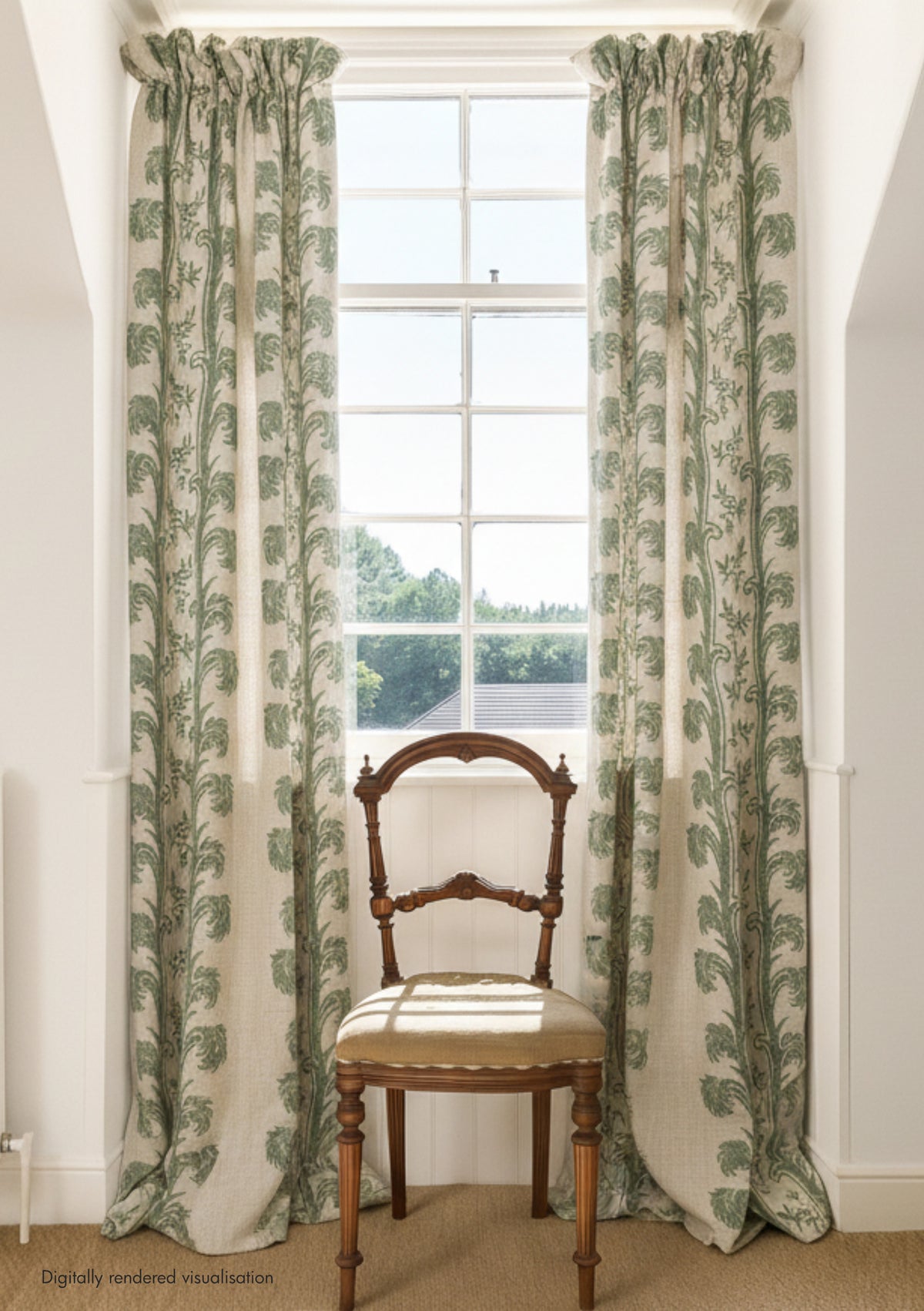 Plume Stripe Linen / Forest Green