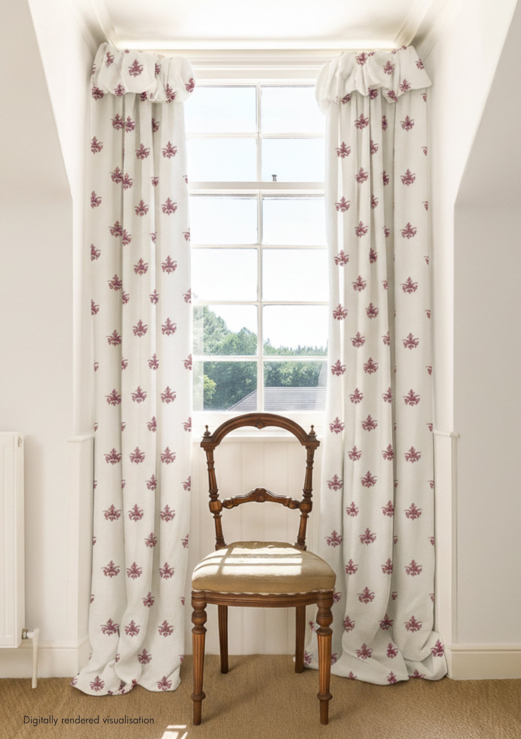 Trifolium Clover Linen / Raspberry on Ivory