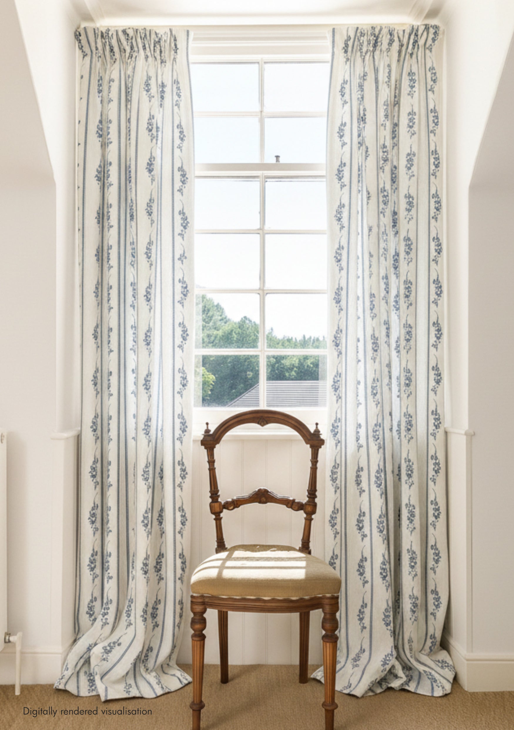 Trifolium Marchprint Linen / Midnight on Ivory