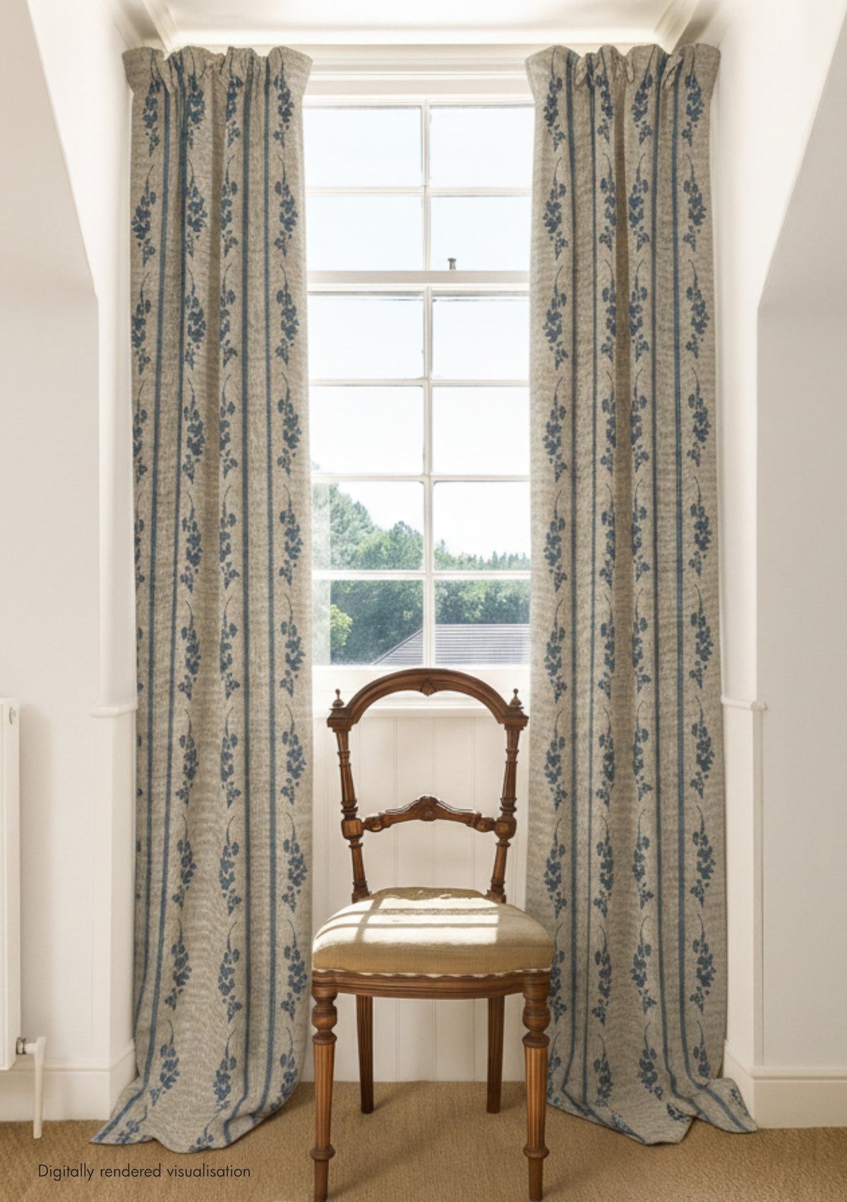Trifolium Marchprint Linen / Midnight on Natural