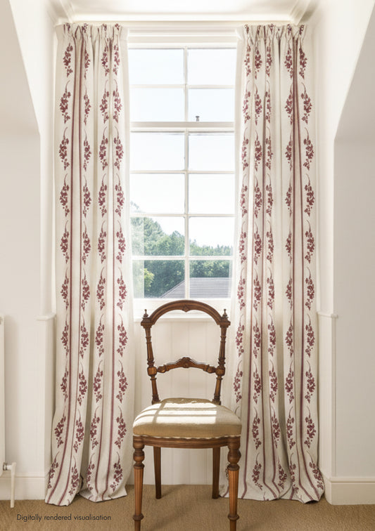 Trifolium Marchprint Linen / Raspberry on Ivory