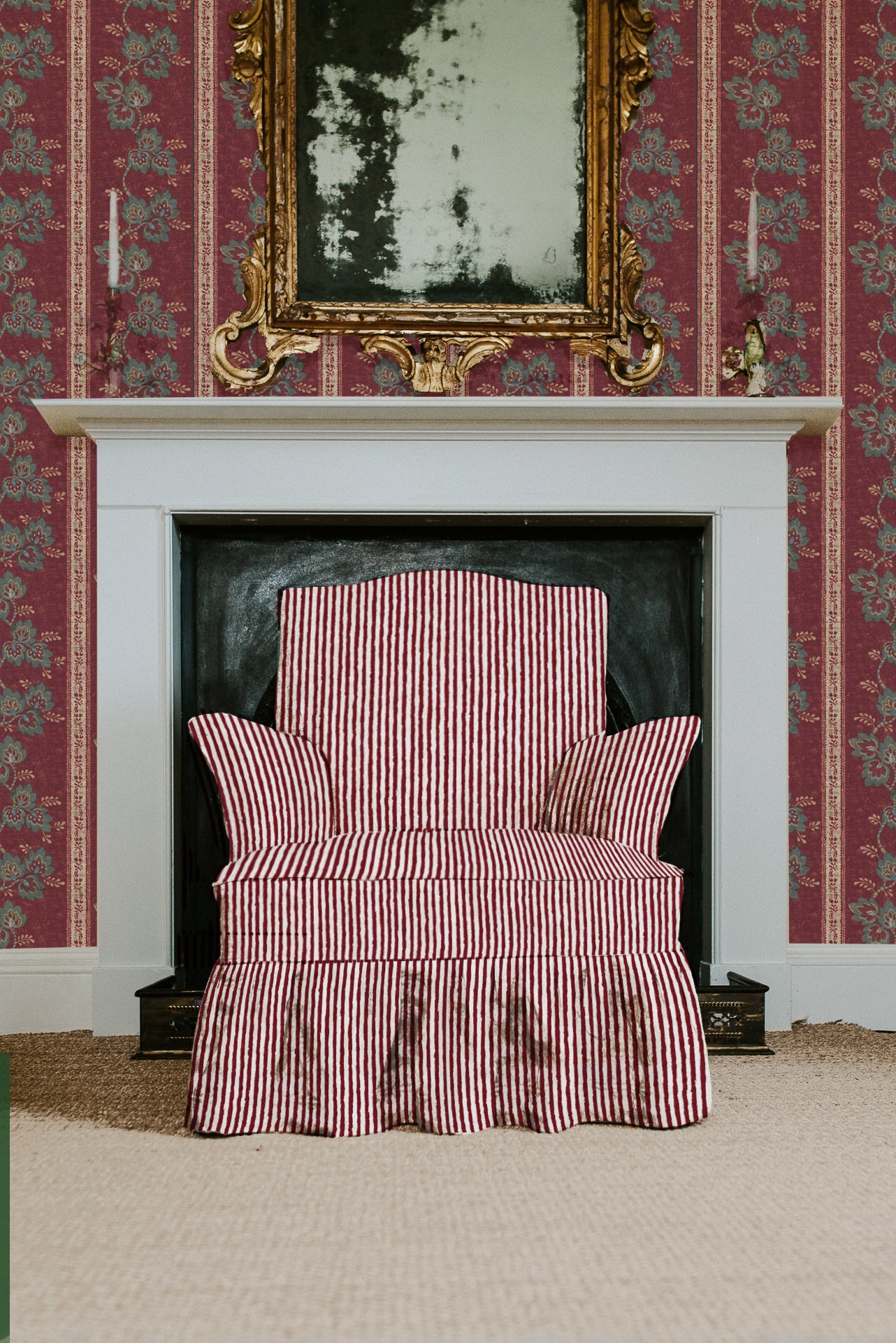 Somborne Stripe Wallpaper / Merlot Samples