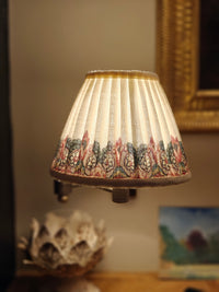 Gathered Linen Candle Shade / Balazuc Marchprint Ivory