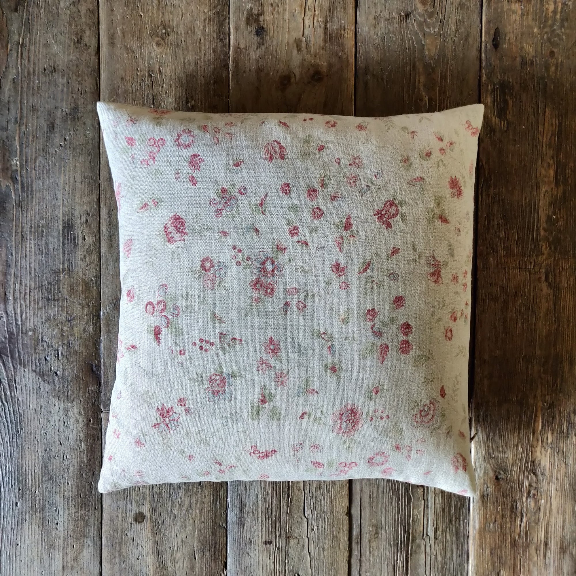 Framboise Natural Double Aged Linen Cushion | 45 x 45cm