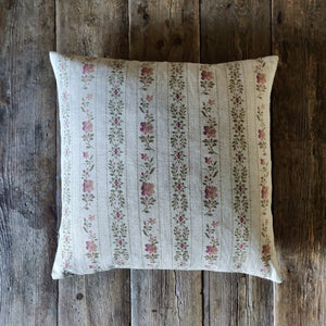 Beauclerc Stripe Wide Natural Rose Linen Cushion | 45 x 45cm
