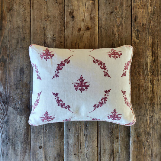 Trifolium Wreath Raspberry Linen Cushion | 45 x 35cm