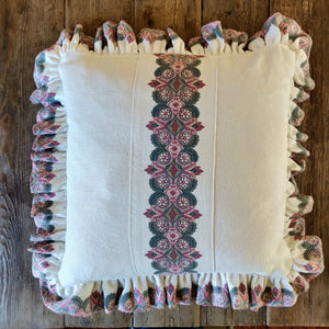 Balazuc Morocco Stripe Linen Frilled Cushion | 45 x 45cm