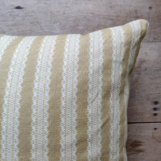 Torchon Stripe Mustard Linen Cushion | 50 x 50cm