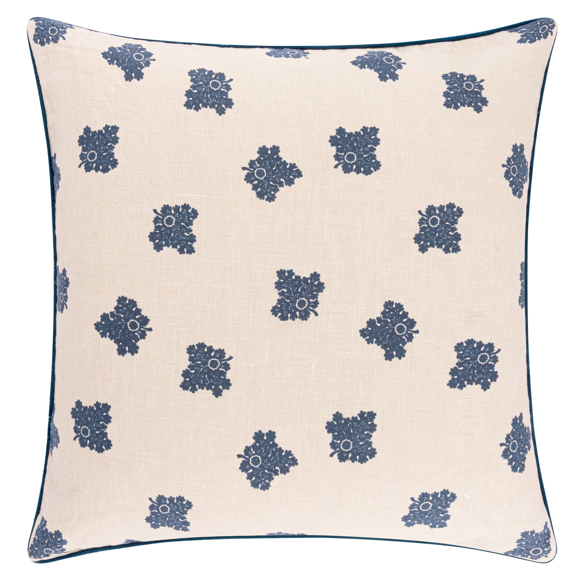 D'Arbres Indigo Linen Velvet Piped Cushion | 50 x 50cm