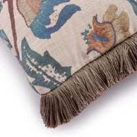 Wherwell Blue Linen Fringed Cushion | 55 x 32cm