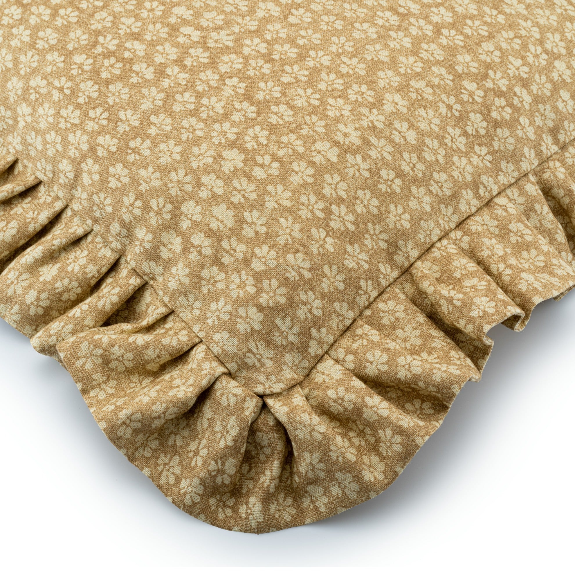 Sakura Mustard Linen Frilled Cushion | 50 x 50cm + frill